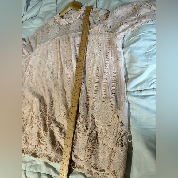 Ultra Pink long sleeve high neck lace pink top size medium lined - Picture 7 of 11